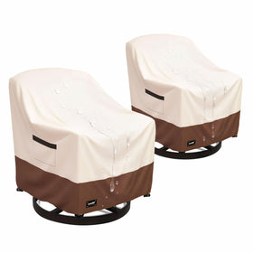 Jin Hrtoyi outdoor chair cover on a chair protecting from rain and sun.