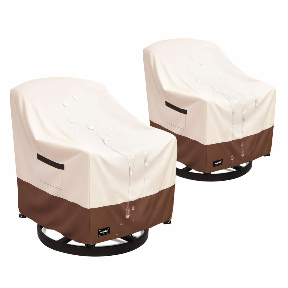 Jin Hrtoyi outdoor chair cover on a chair protecting from rain and sun.