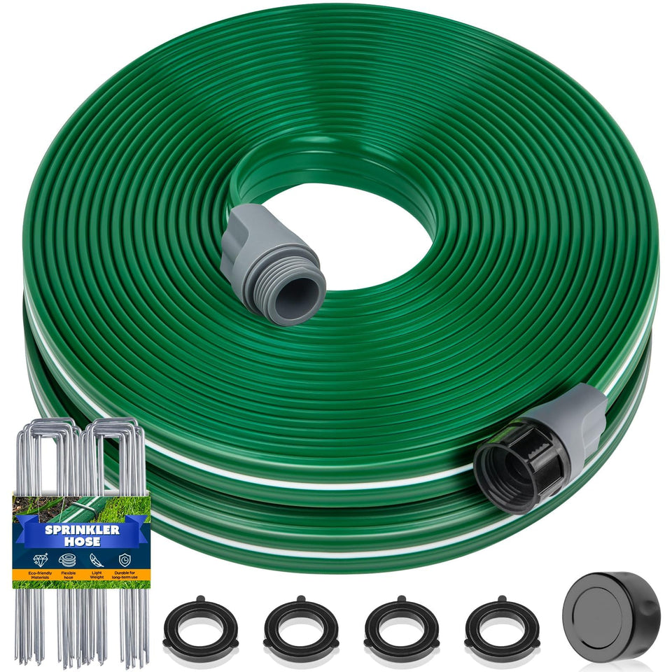 Jin&Bao 100ft sprinkler hose pack for even lawn watering