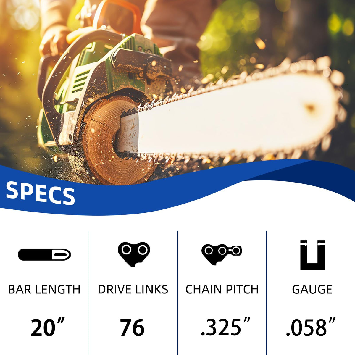 JINFFR 325 pitch 0.058 gauge chain delivers steady bite and long wear