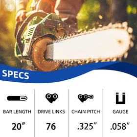 JINFFR 325 pitch 0.058 gauge chain delivers steady bite and long wear