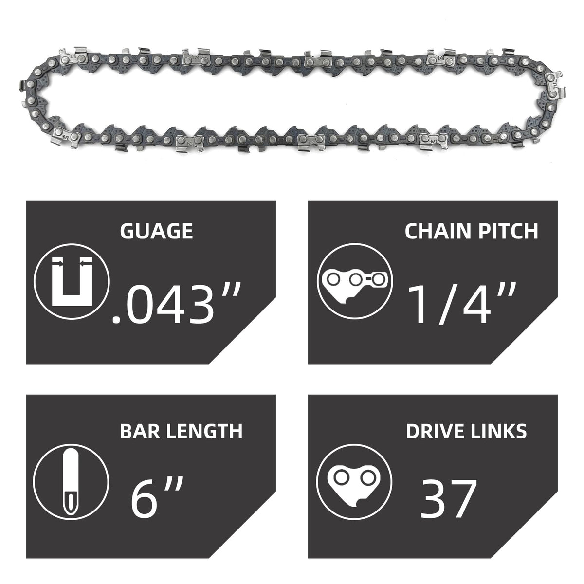 Five-pack replacement chains for 6-inch mini chainsaws by JINFFR