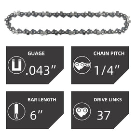 Five-pack replacement chains for 6-inch mini chainsaws by JINFFR