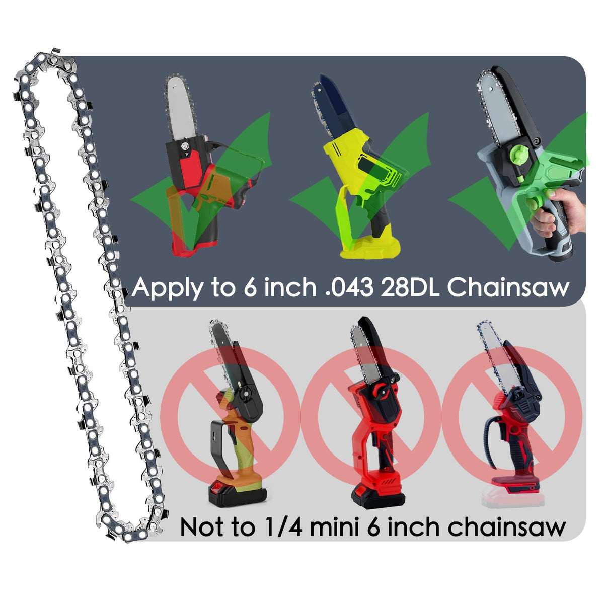 JINFFR chain fits multiple models such as Milwaukee, Kobalt, Craftsman for versatile use.