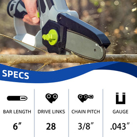 JINFFR 6in chain teeth detail highlighting wear resistance for smooth cuts.