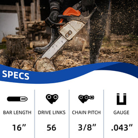 Compatibility guide showing JINFFR chains with Milwaukee, DeWalt, and Ego