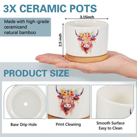 Close-up of Jingmore Highland Cow planter design adds playful charm.