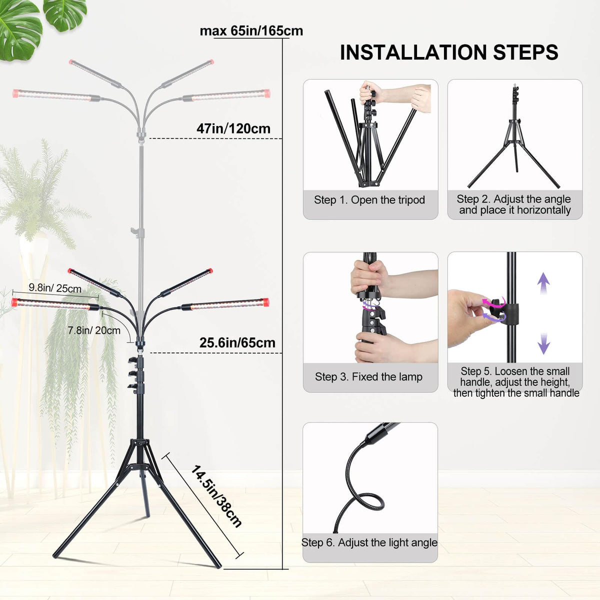 JINHONGTO 360-degree gooseneck rotation enables flexible light direction.