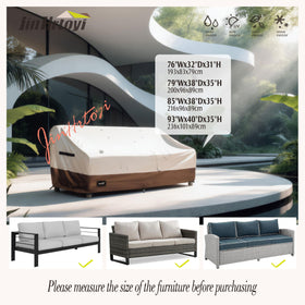 JinHrtoyi 3-Seater Outdoor Couch Cover, back view; full coverage keeps furniture dry.