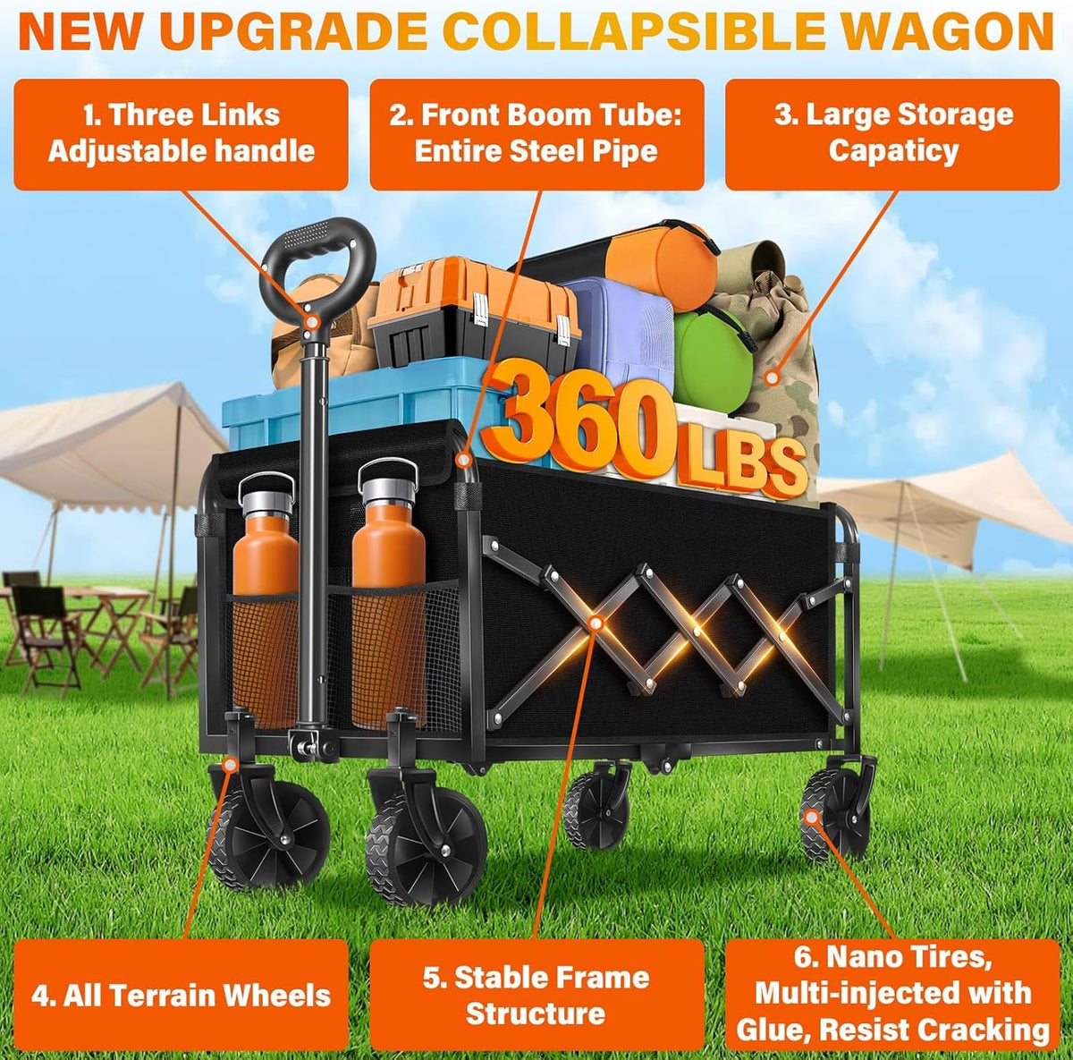 JINIHFW portable wagon for trunk storage and easy peak loading.