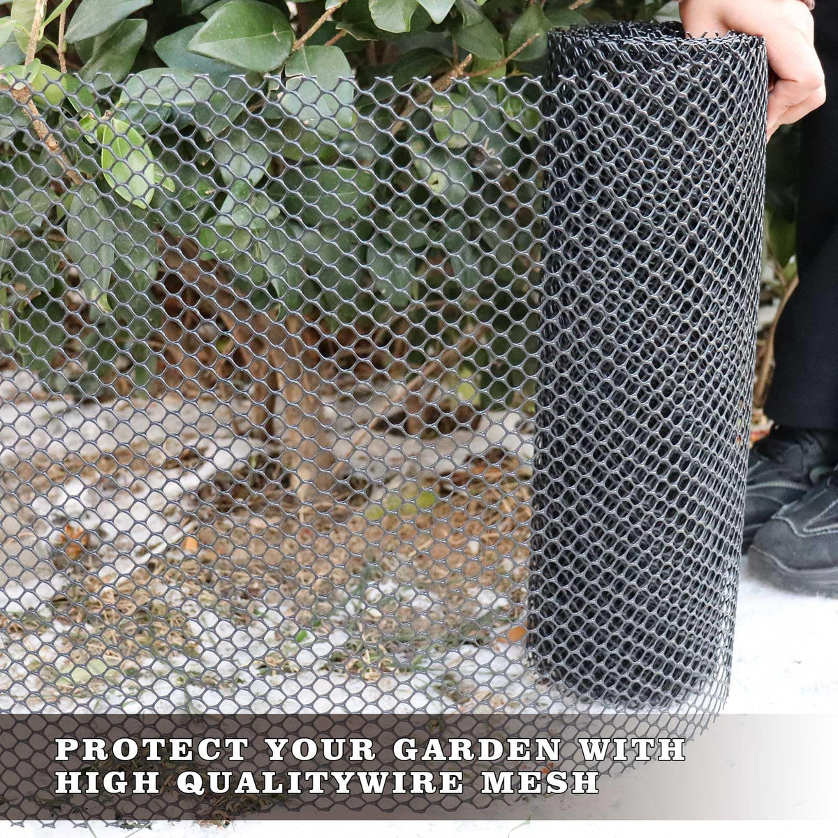 Jinkoozz versatile mesh used as animal barrier and plant protection.