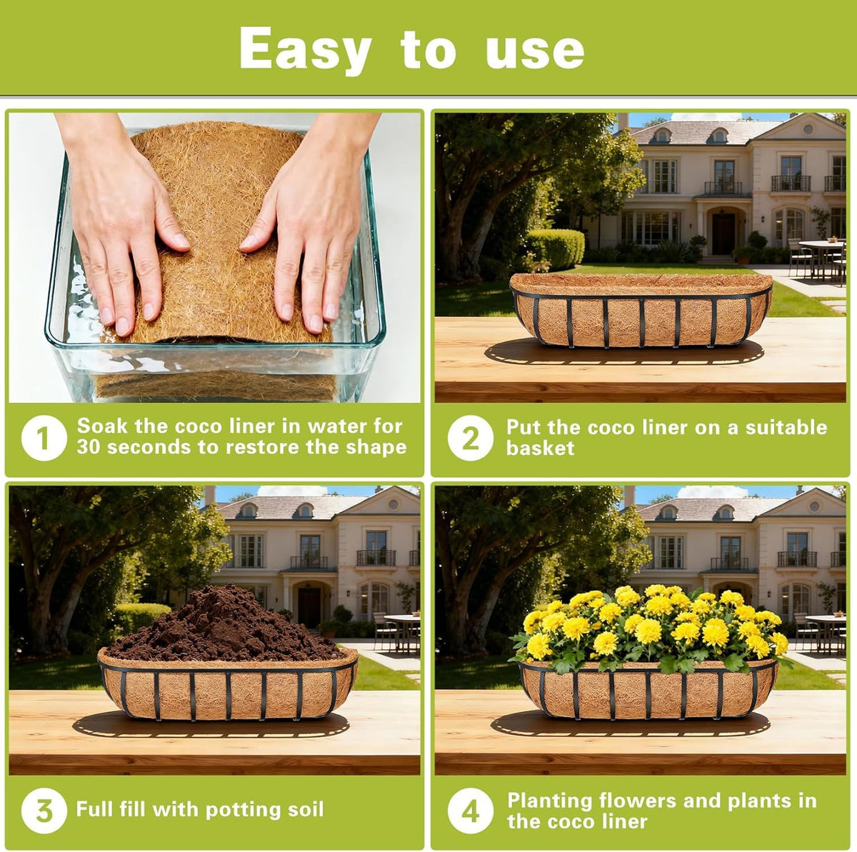 Outdoor JINYICOCO planter liner in natural brown blends with garden décor