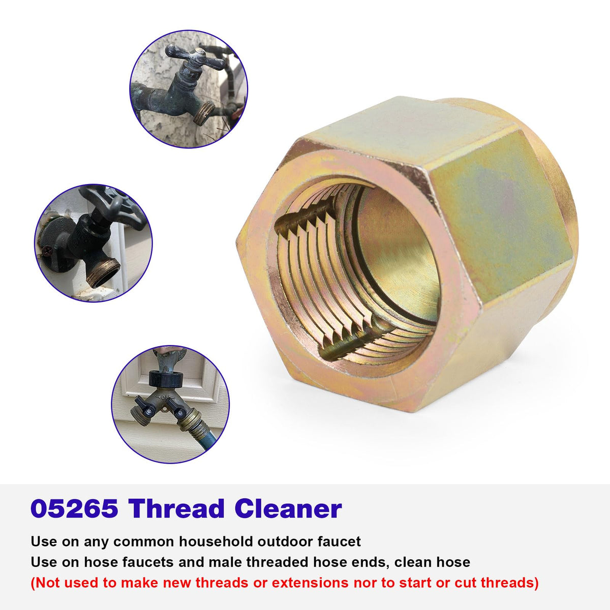 JIOTAR 05265 hose thread cleaner in action removes deposits for a tighter seal.