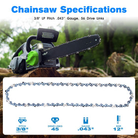 JIOTAR 16-inch chain tooth profile for precise semi-chisel cutting