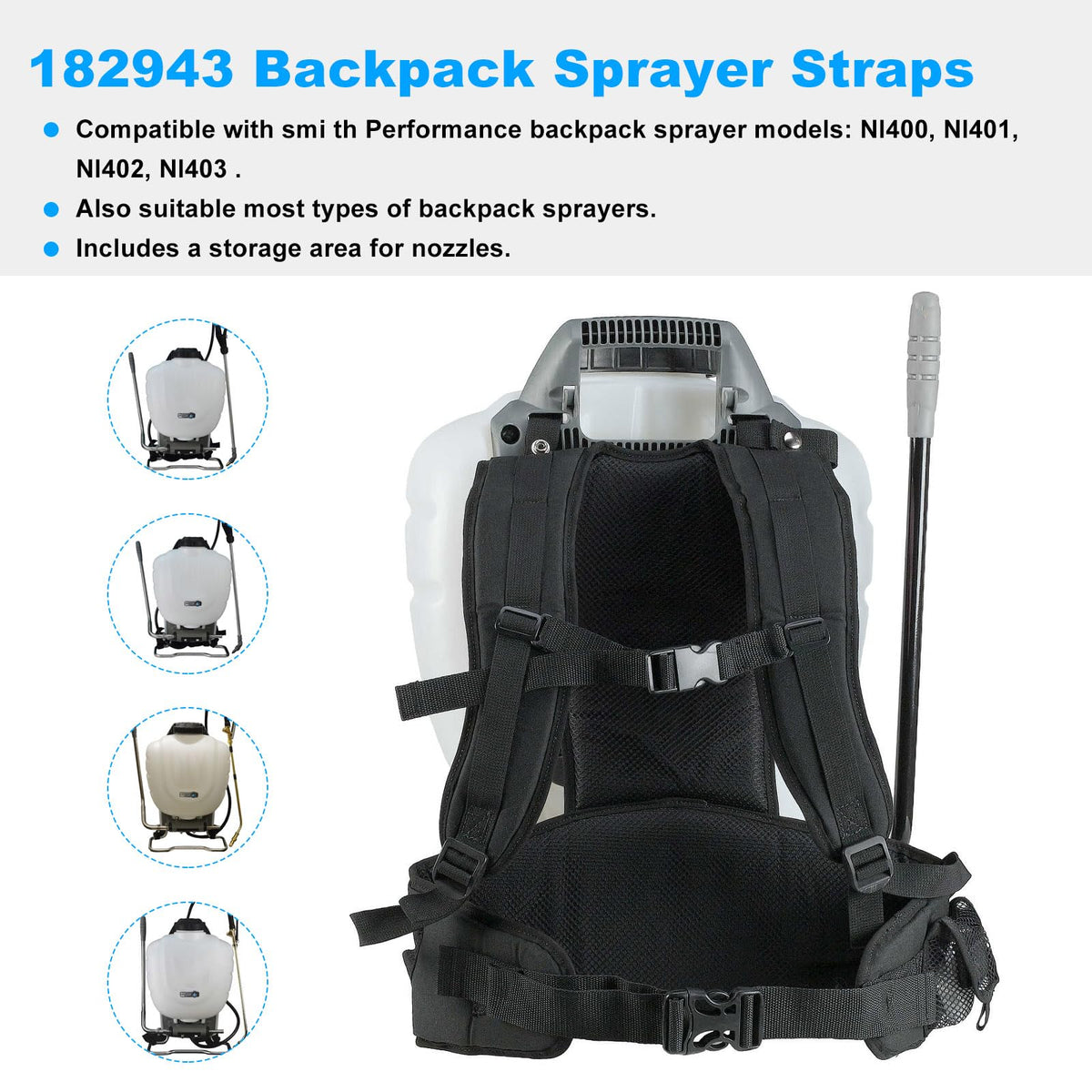 JIOTAR straps with integrated waist belt for lumbar support during spraying