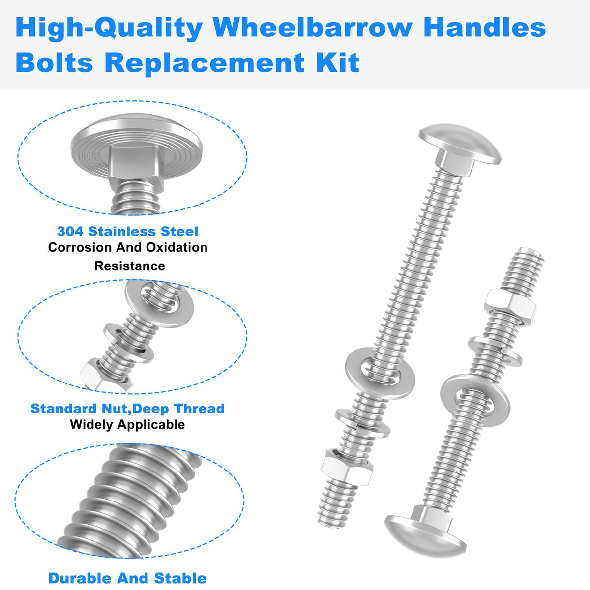 JIOTAR round-head bolts with square neck resist turning during installation.