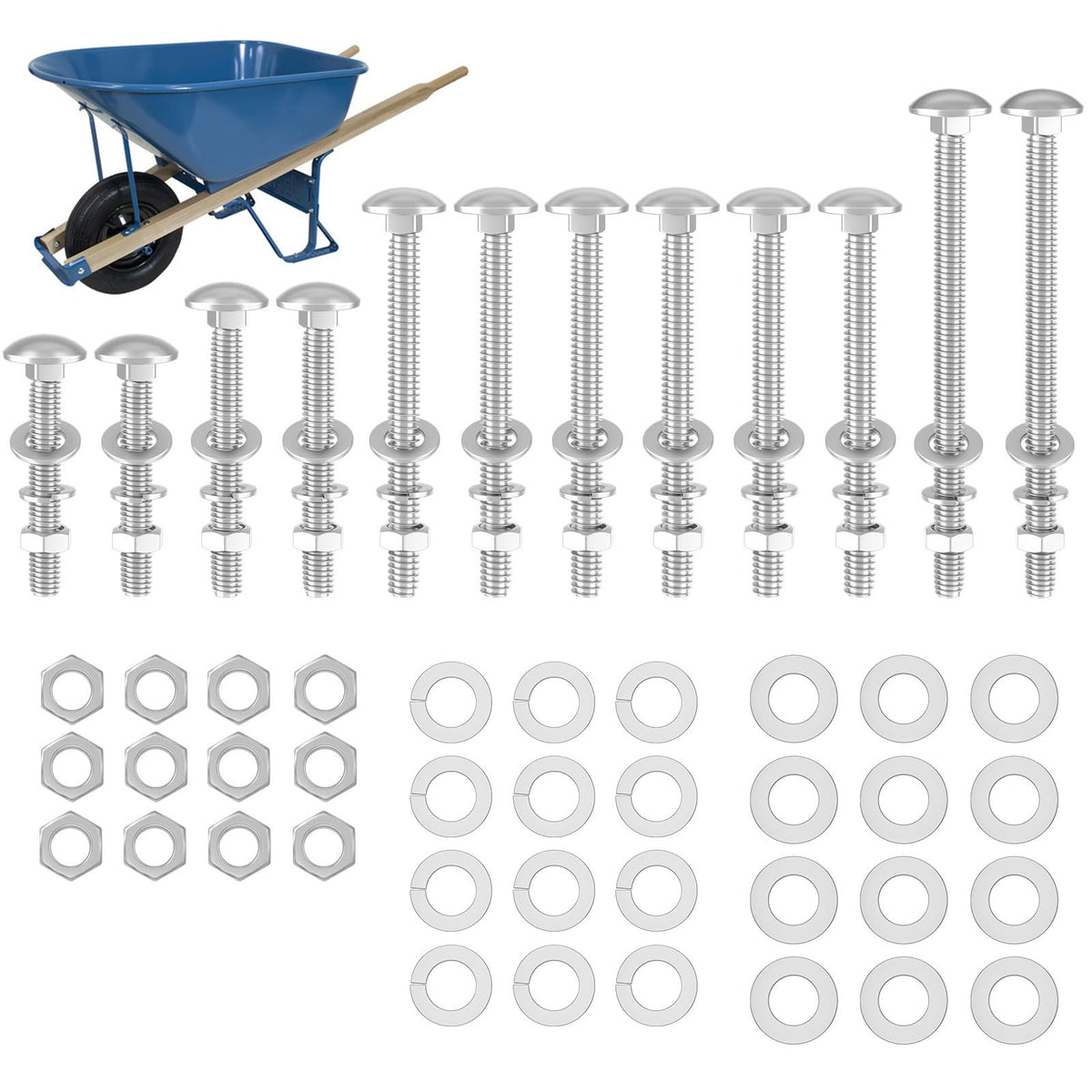 JIOTAR wheelbarrow handles bolts kit box for secure replacement options.