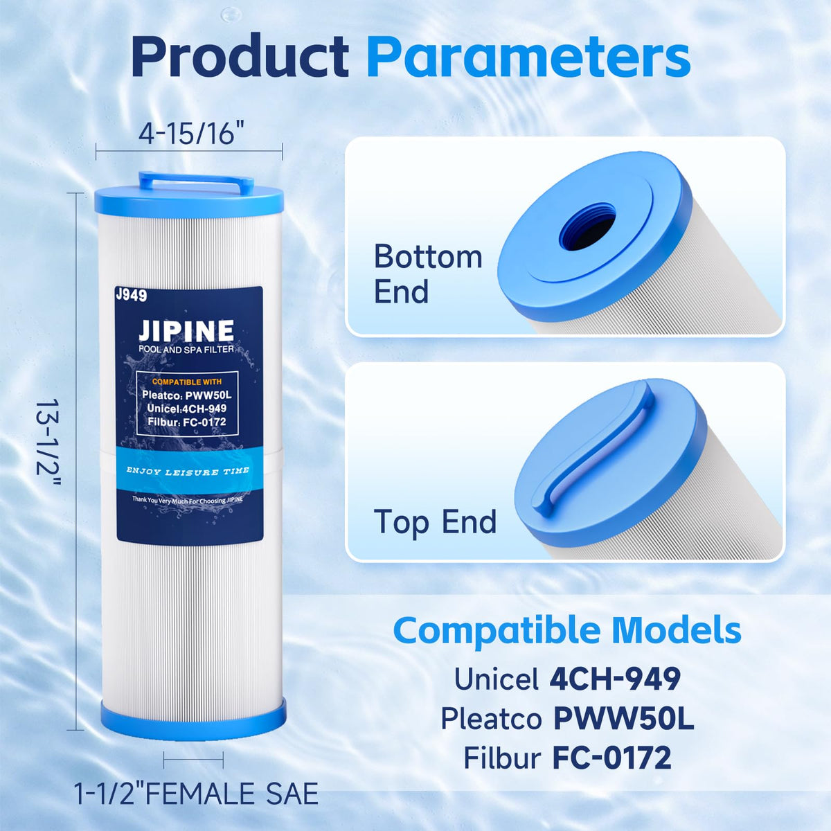 JIPINE 4CH-949 spa filter for CAL Spa FIL50-5D13H15FCT-3, promotes reliable filtration