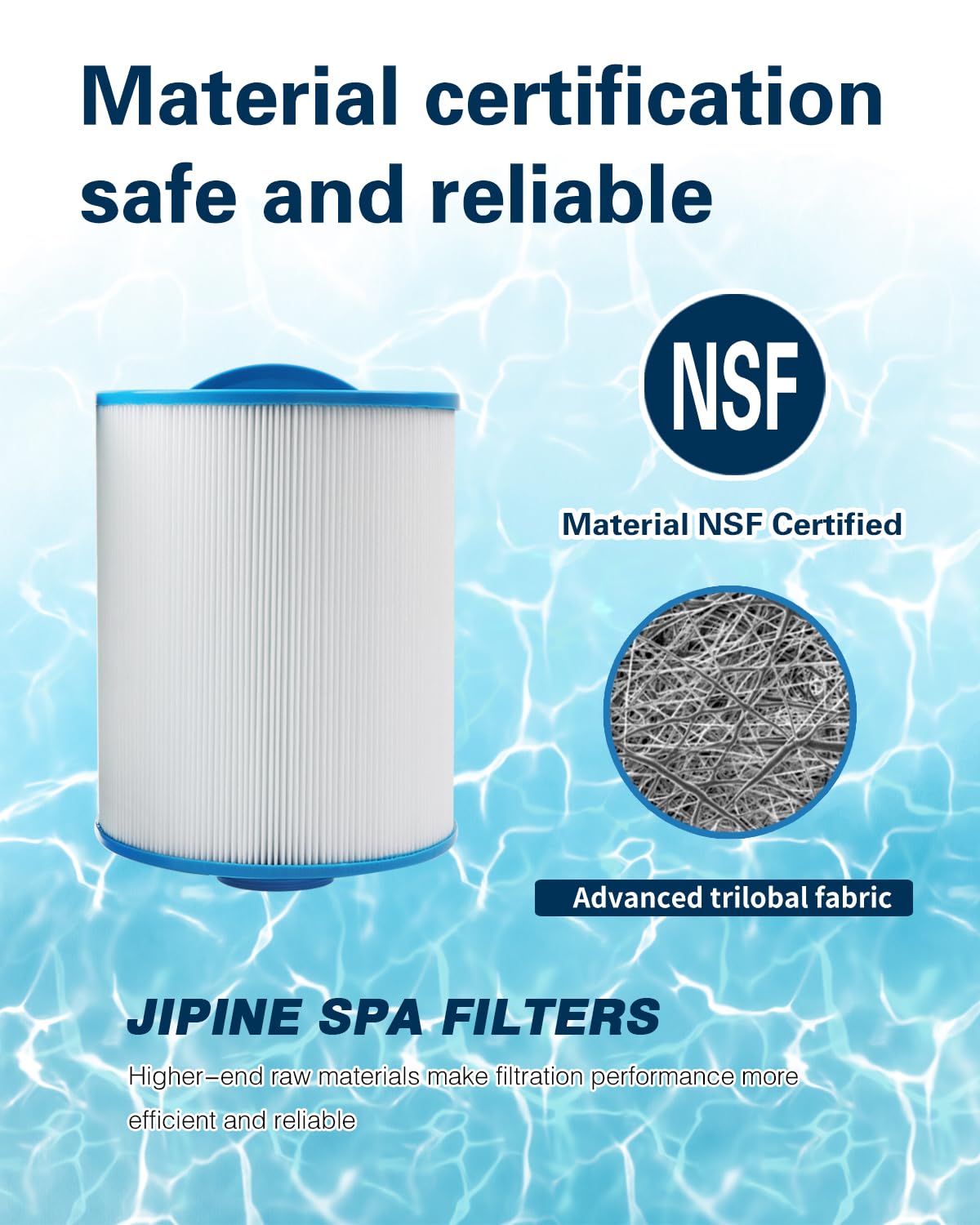 JIPINE PAS50SV 50 sq ft filtration area for thorough spa cleansing