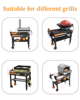JiRiCHMi grill table with 4-wheel design enables smooth, lockable movement