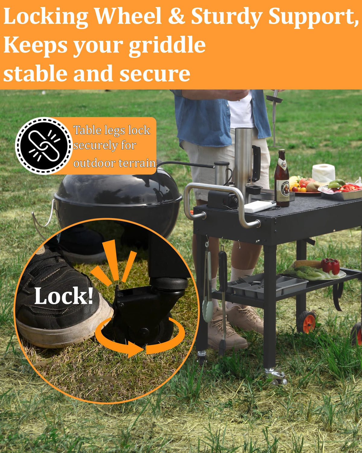 JiRiCHMi grill table carrying handle for effortless transport