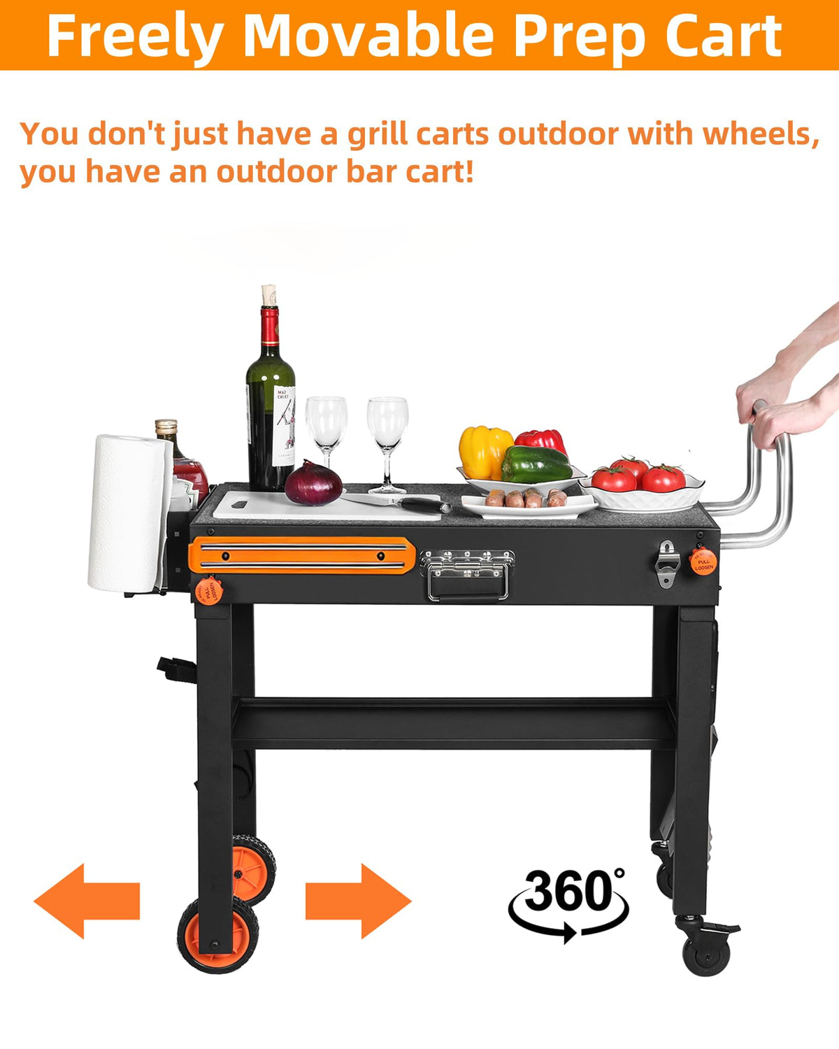 JiRiCHMi grill table sturdy surface with 300 lbs load capacity