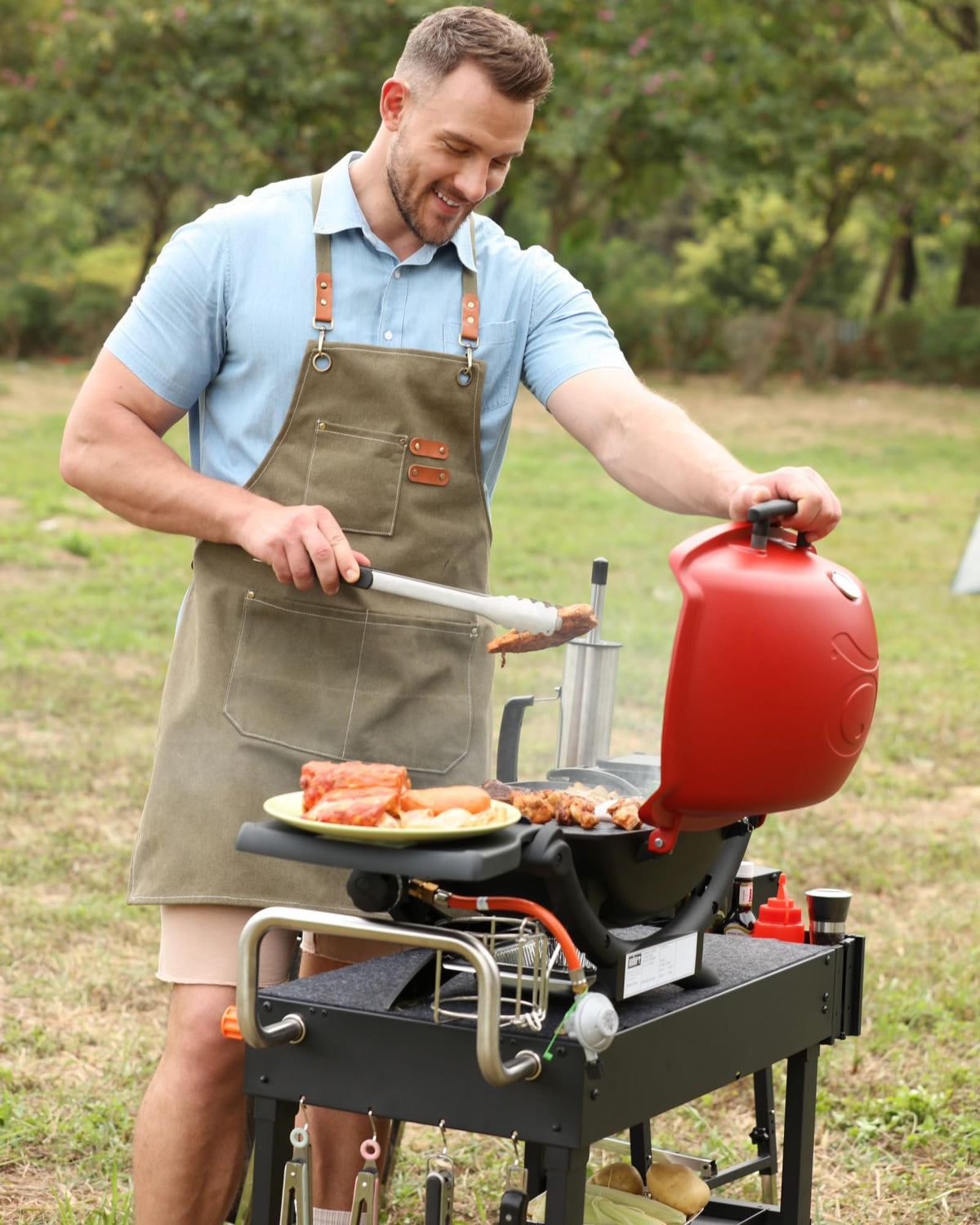 JiRiCHMi grill table magnetic tool holder keeps grilling tools organized