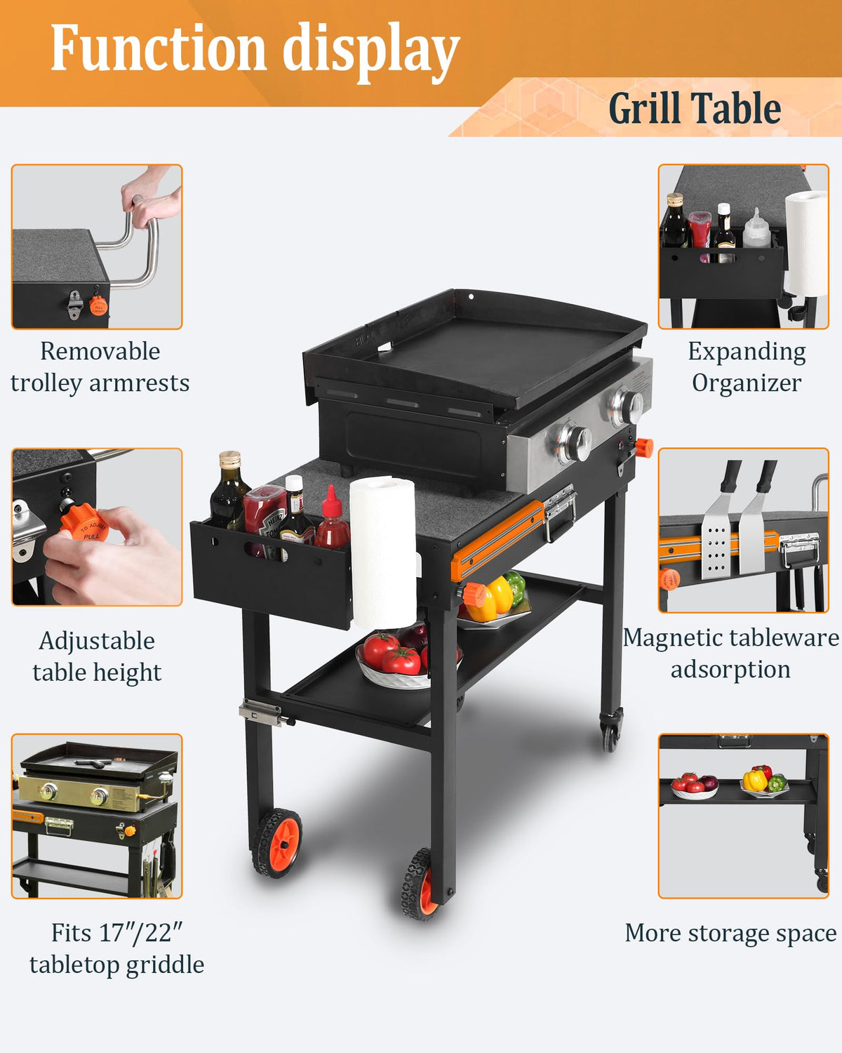 JiRiCHMi grill table tool-free setup saves time