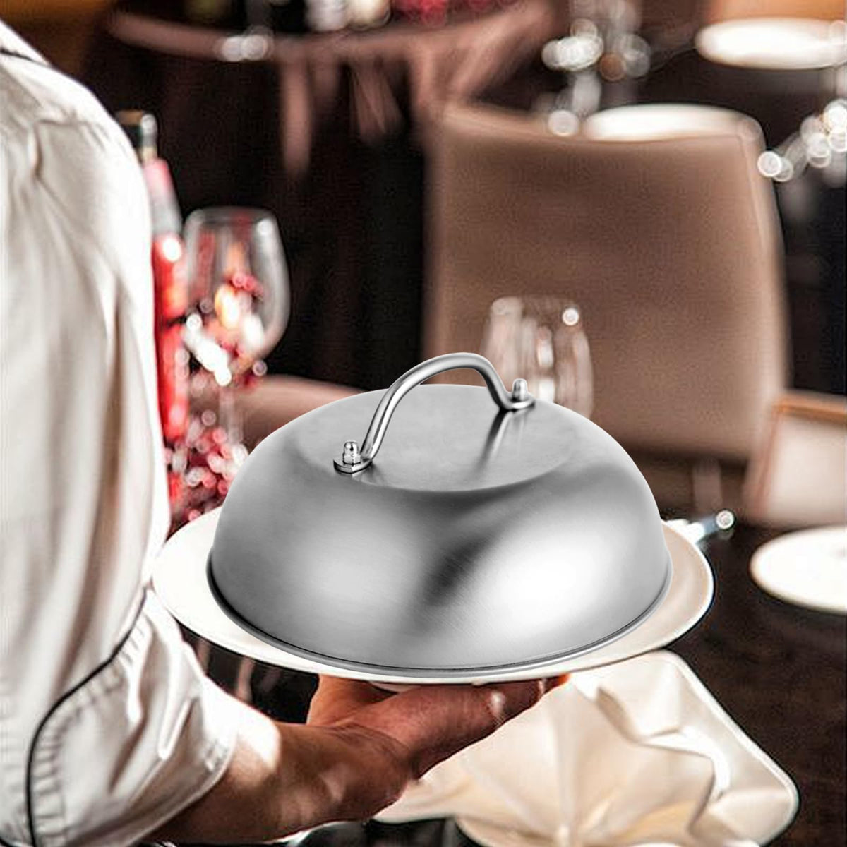 Jirktiy keep-food-warm-dome keeps dishes warm on griddle