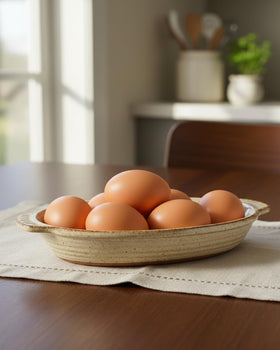 Jirown brown wooden eggs with smooth texture for coop use.