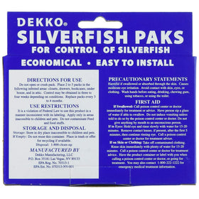 Close-up of a D Ekko Silverfish Paks pouch illustrating mess-free control.