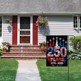 Jiudungs patriotic garden flag on deck displays vibrant patriotic decor.