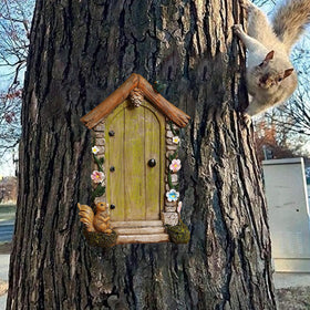 JIUMO wall-hanging fairy door demonstrates versatile display in outdoor spaces.