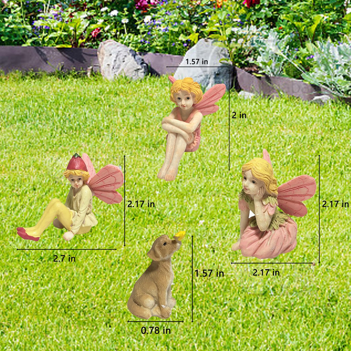 JIUMO garden fairy figures outdoor accessory add color to planters and landscapes.