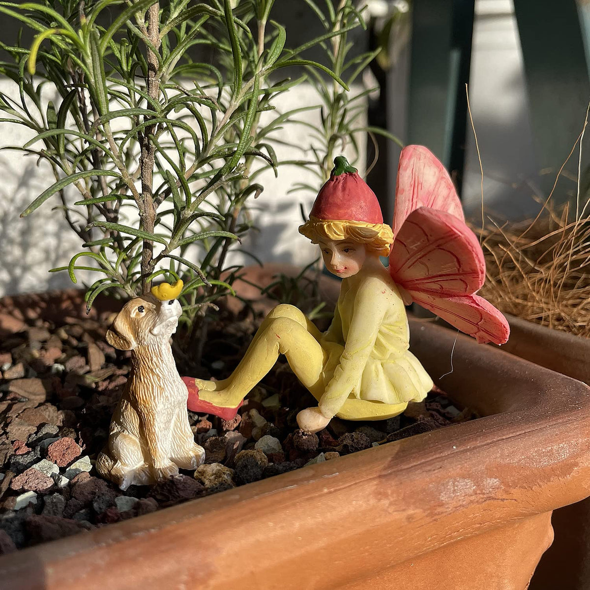 JIUMO three flower fairies and puppy gift-ready for celebrations.