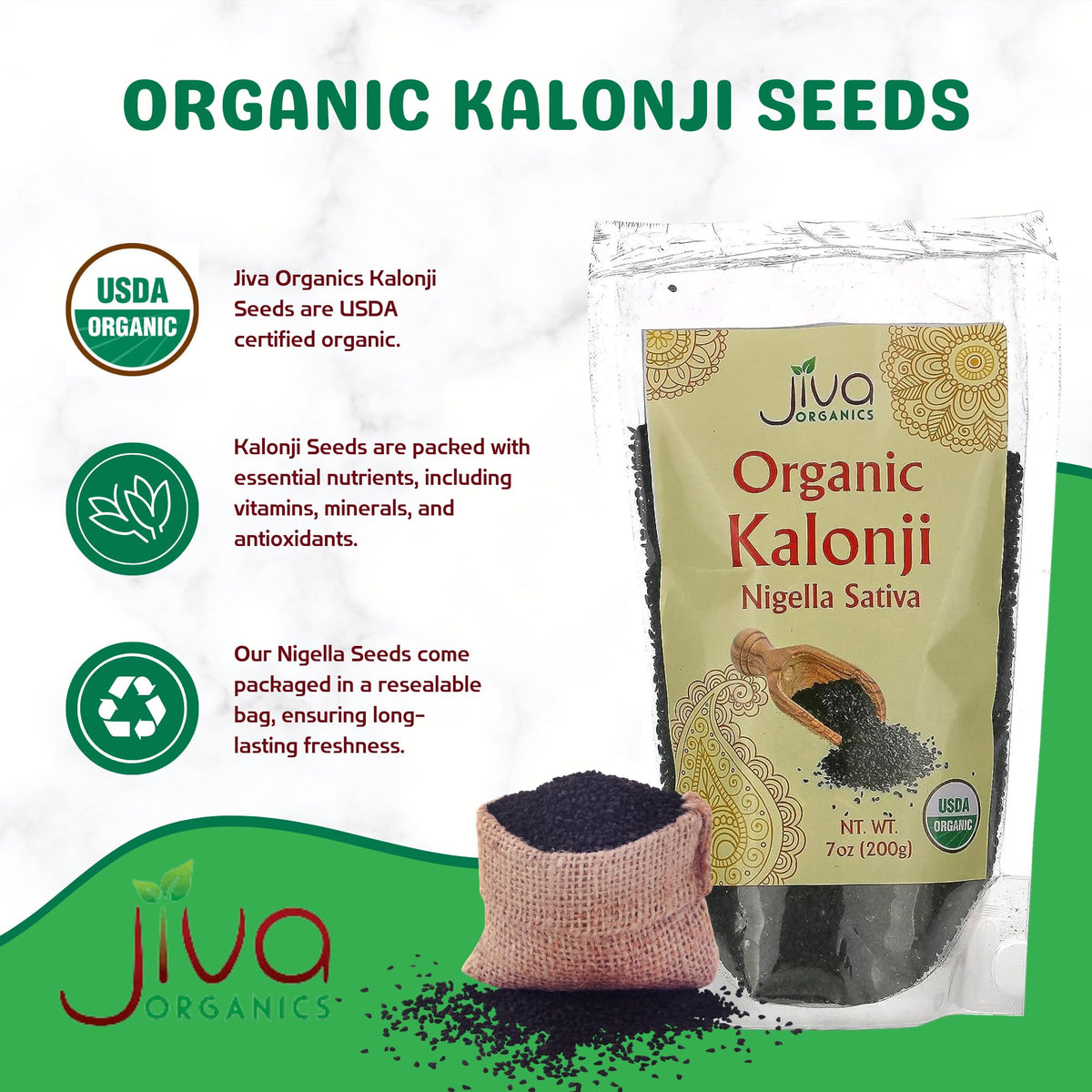 Jiva Organics Nigella seeds closeup, premium whole black seed aroma