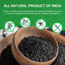 Jiva Organics Nigella seeds in dish, enhances curries and naan