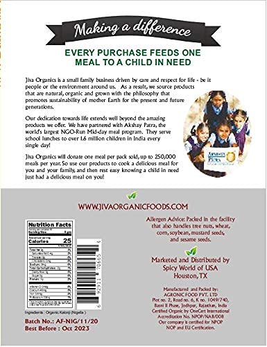 Jiva Organics Nigella seeds organic label, trusted organic quality