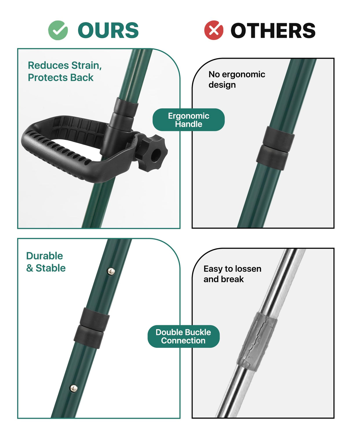 JivaJot Lawn Leveling Rake stainless steel construction resists rust.