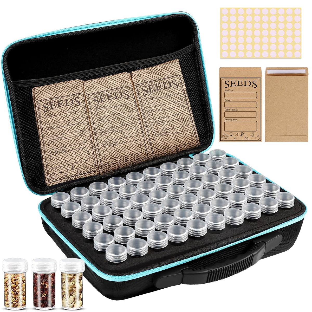 jixsloft 60-slot seed storage organizer for tidy seed planning.