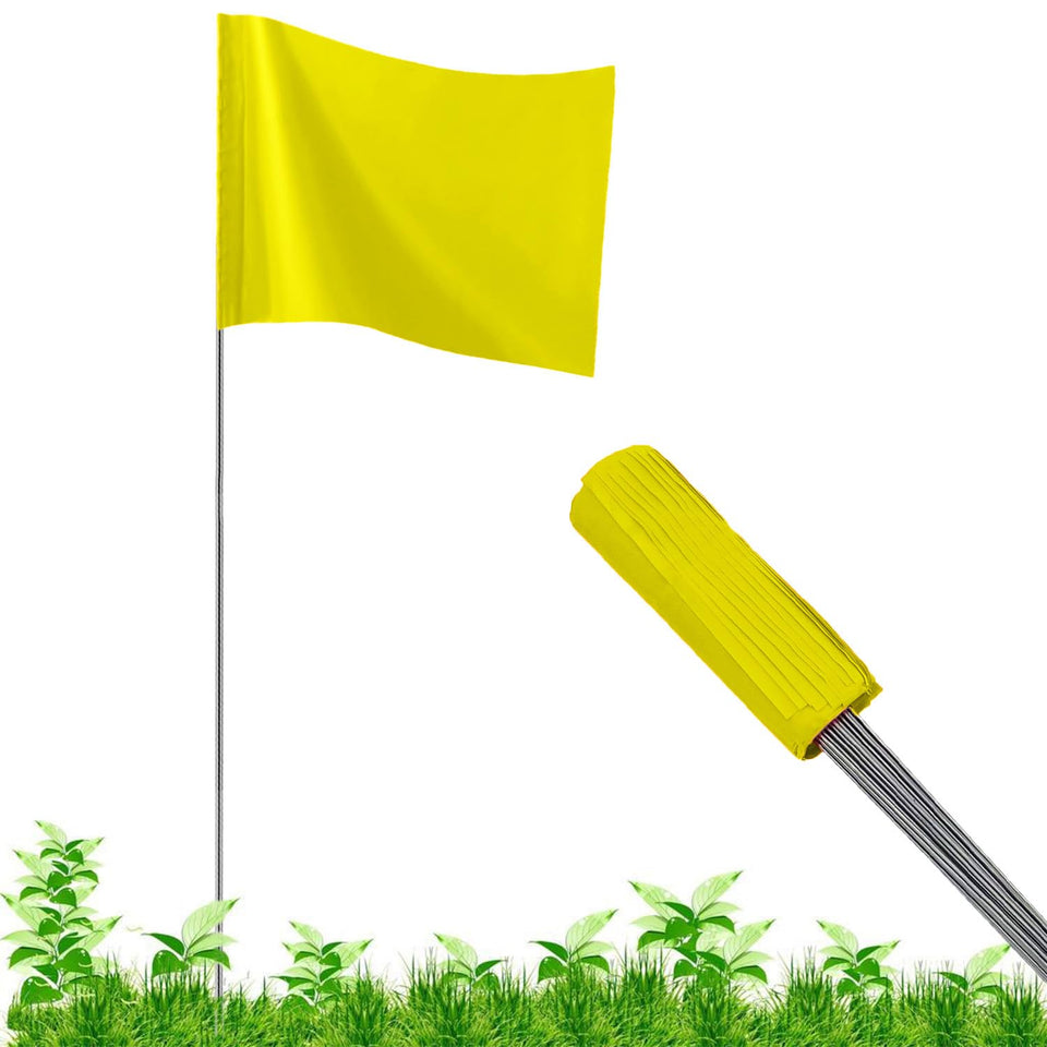 JIZHGRAD yellow marking flags set for yards and surveys with high visibility benefits
