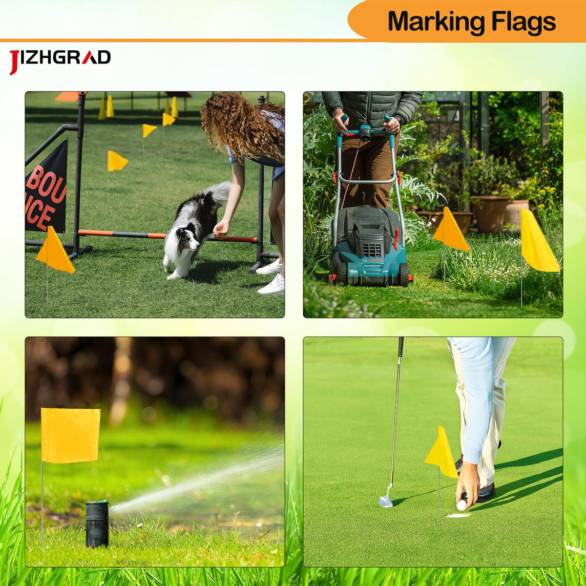 Family friendly yard flags for marking boundaries and safety zones