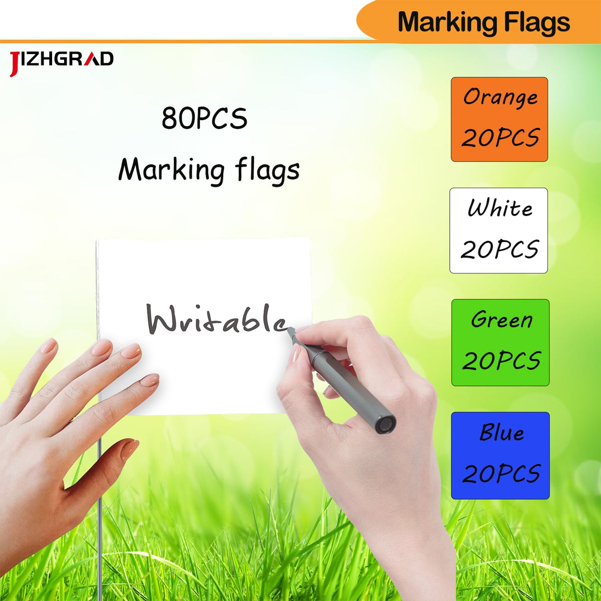 JIZHGRAD marker flags white for clear contrast and marking.