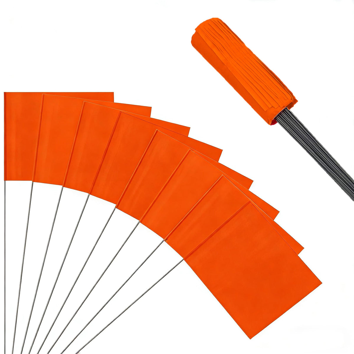 JIZHGRAD orange marker flags for yard boundary marking with high visibility.