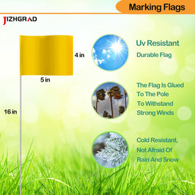 Sturdy marker flags with steel poles showing durability in outdoor work