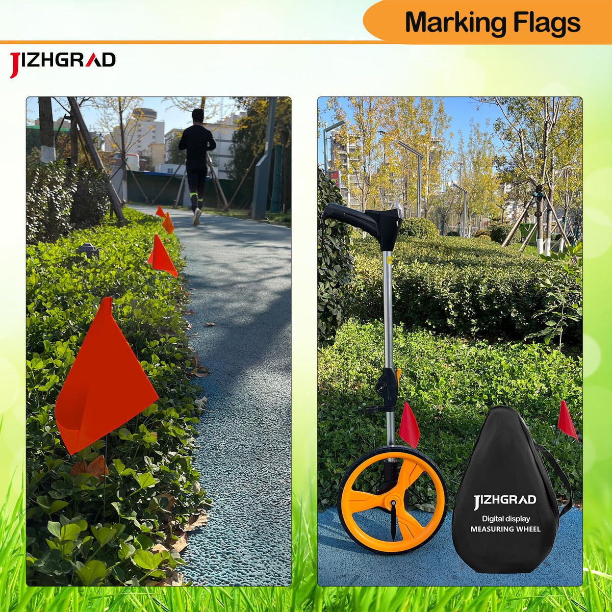 JIZHGRAD writable yard flag surface for quick labeling and reuse.