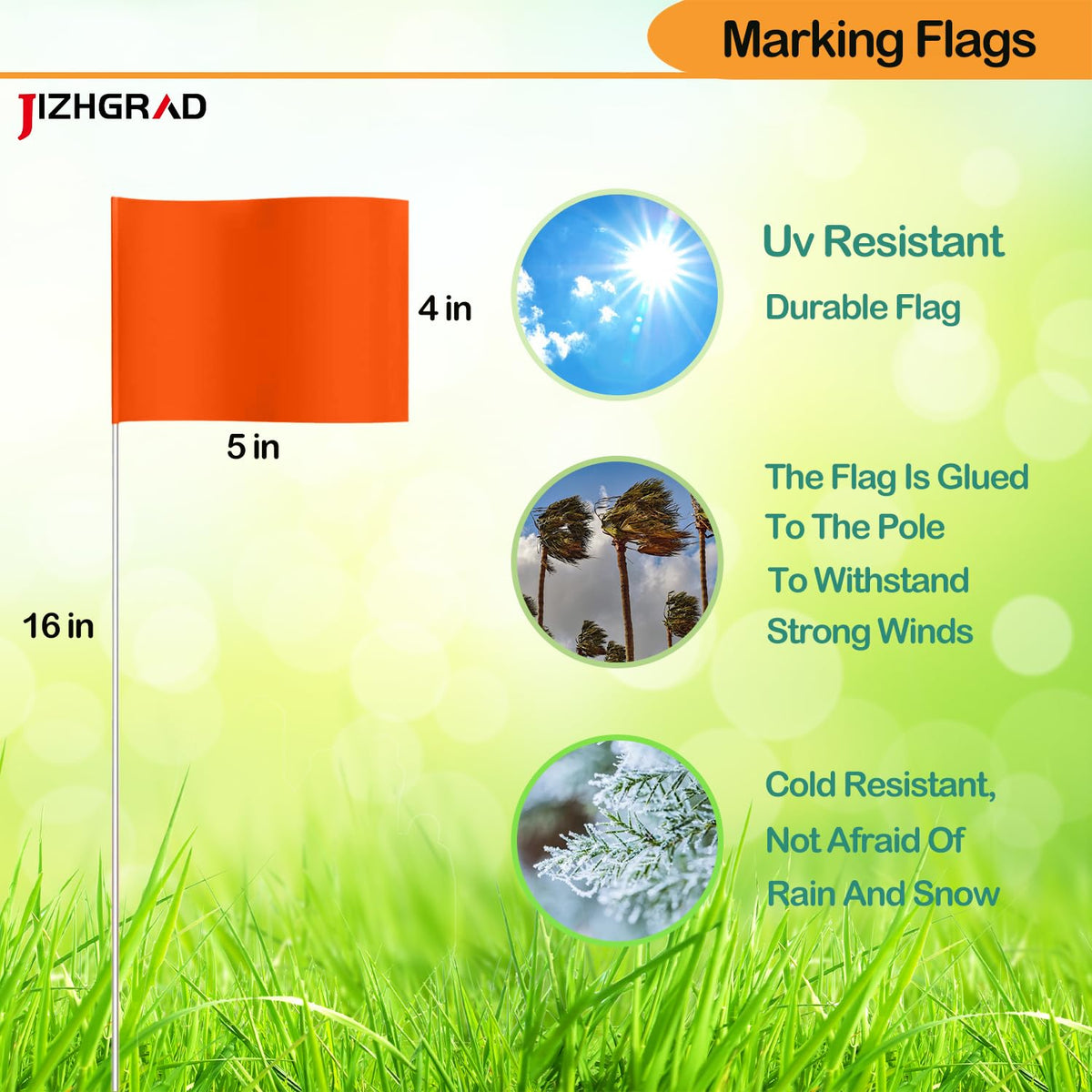 JIZHGRAD yard flag in soil demonstrates easy penetration without bending