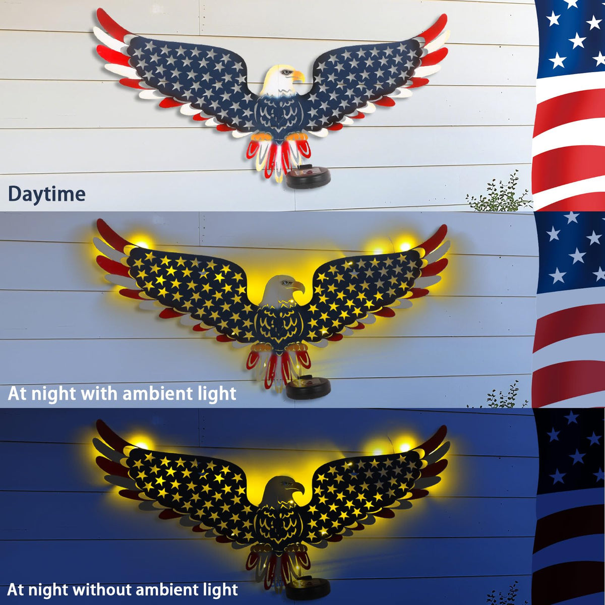 JJALIGHTS weatherproof iron eagle decor for porch or garden.