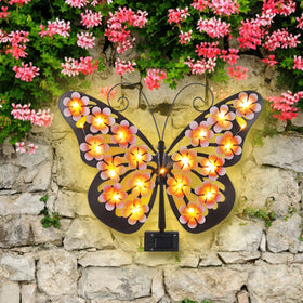 JJALIGHTS solar butterfly wall decor with 30 LEDs brightens fences and gardens