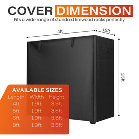 JJASMAMV 4ft log rack cover features adhesive strips and handles for quick setup.